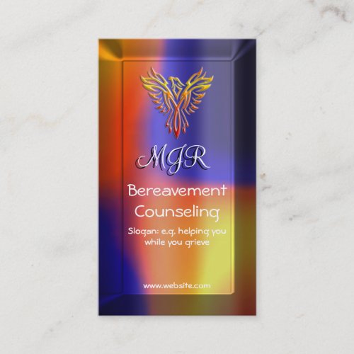 Bereavement Counselor with Monogram Phoenix logo Business Card