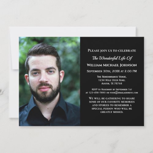Bereavement Custom Photo Funeral Sympathy Memorial Invitation