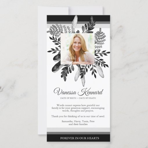 Bereavement Dark Floral Funeral Thank You Cards Zazzle