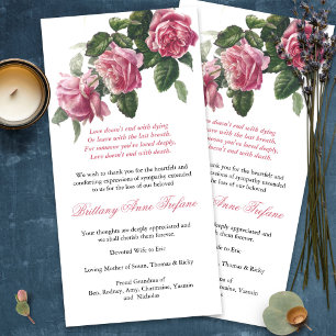 Bereavement Loss Rose Funeral Thank You Cards