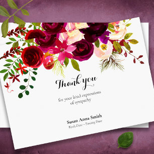 Bereavement Memorial Floral Funeral Thank You Card