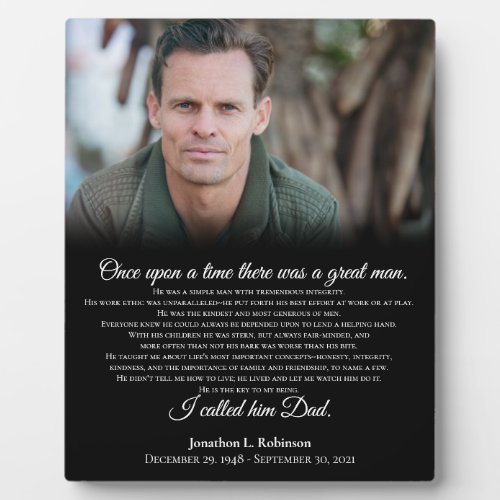 Bereavement Memorial for Father I called him Dad  Plaque