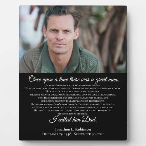 Bereavement Memorial for Father I called him Dad Plaque
