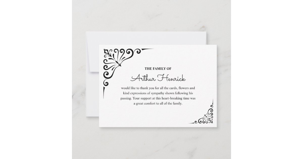 Bereavement Sympathy Funeral Thank You Note Zazzle