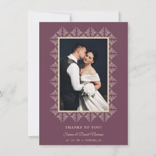 Berengena Chew Wedding Flourish Lace Framed Photo Thank You Card