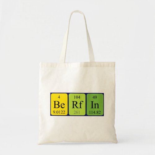 Berfin periodic table name tote bag