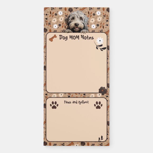 Bergamasco Dog Mom Notes Paws & Reflect Magnetic Notepad (Front)