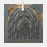 Bergamasco Sheepdog Dog &quot;Stained Glass&quot; Glass Ornament