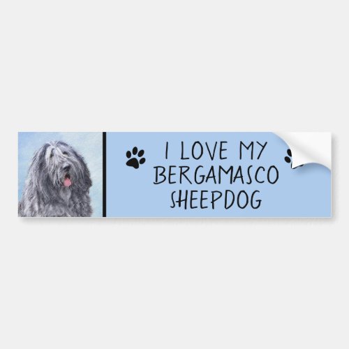 Bergamasco Sheepdog Painting _ Cute Original Dog A Bumper Sticker