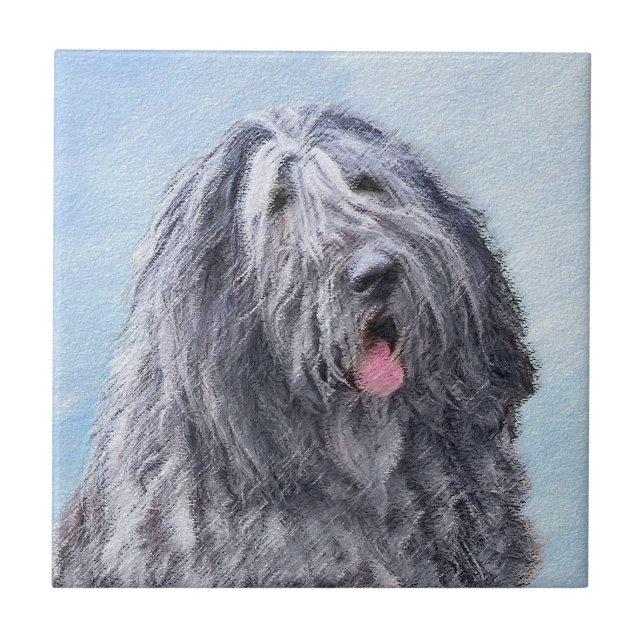 Bergamasco Sheepdog Painting - Cute Original Dog A Ceramic Tile (Front)