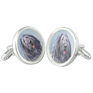 Bergamasco Sheepdog Painting - Cute Original Dog A Cufflinks