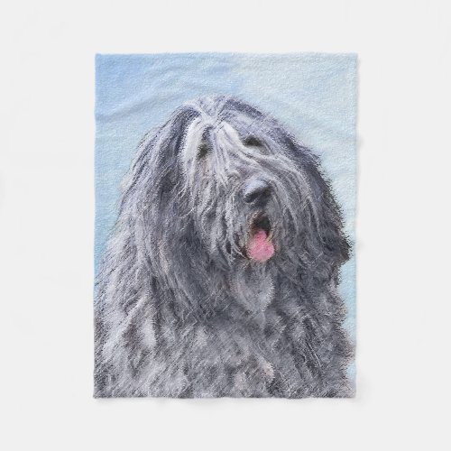 Bergamasco Sheepdog Painting _ Cute Original Dog A Fleece Blanket
