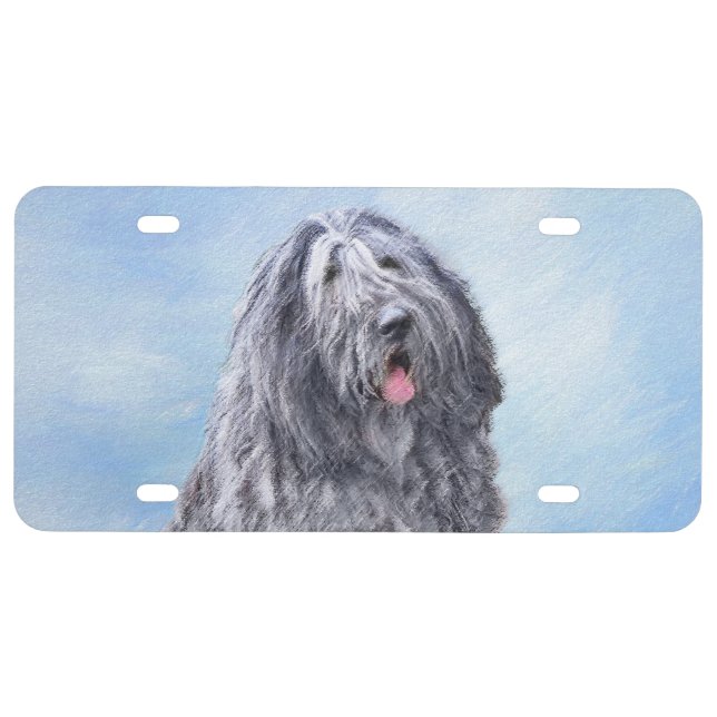 Bergamasco Sheepdog Painting - Cute Original Dog A License Plate (Front)