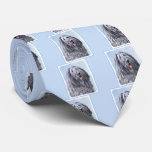 Bergamasco Sheepdog Painting - Cute Original Dog A Neck Tie