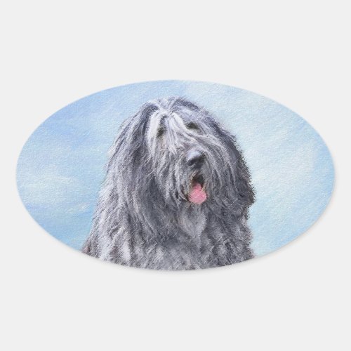 Bergamasco Sheepdog Painting _ Cute Original Dog A Oval Sticker