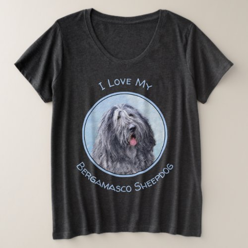 Bergamasco Sheepdog Painting _ Cute Original Dog A Plus Size T_Shirt
