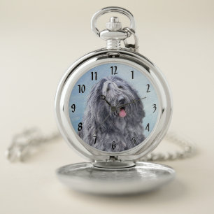 Bergamasco Sheepdog Painting - Cute Original Dog A Pocket Watch