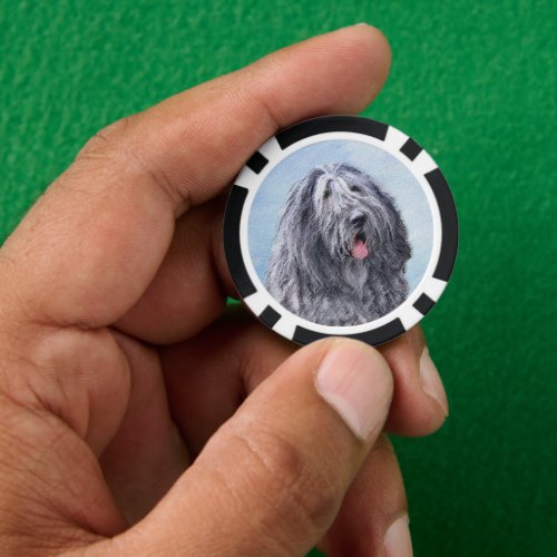 Bergamasco Sheepdog Painting _ Cute Original Dog A Poker Chips