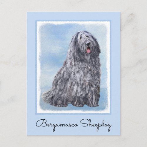 Bergamasco Sheepdog Painting _ Cute Original Dog A Postcard