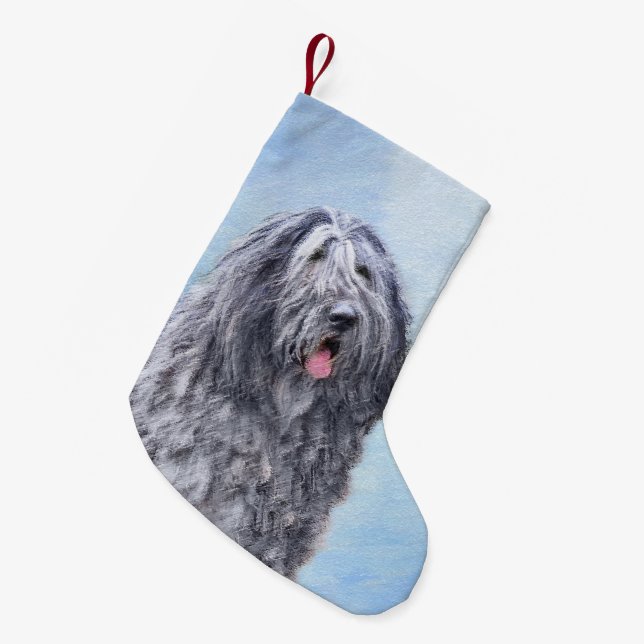 Bergamasco Sheepdog Painting - Cute Original Dog A Small Christmas Stocking (Front (Hanging))