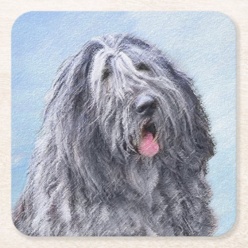 Bergamasco Sheepdog Painting _ Cute Original Dog A Square Paper Coaster