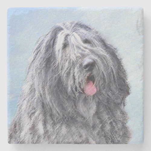 Bergamasco Sheepdog Painting _ Cute Original Dog A Stone Coaster