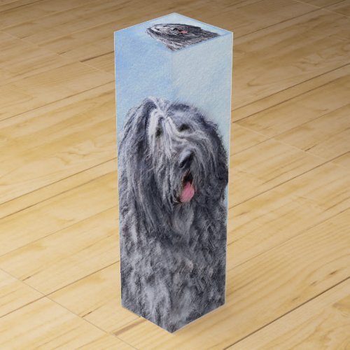 Bergamasco Sheepdog Painting _ Cute Original Dog A Wine Box
