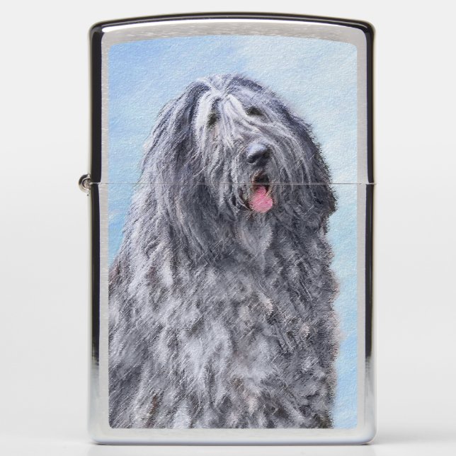 Bergamasco Sheepdog Painting - Cute Original Dog A Zippo Lighter (Front)