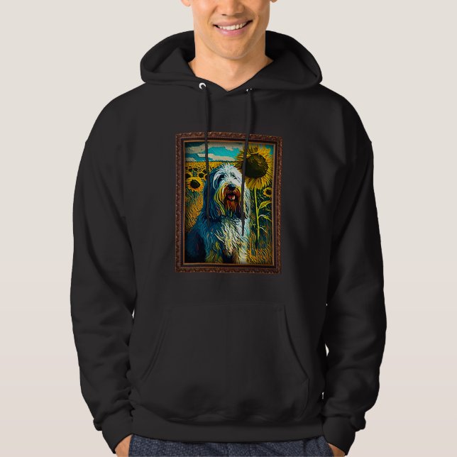 Bergamasco Sheepdog Painting Sunflower Flower Mom  Hoodie (Front)