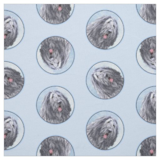 Bergamasco Sheepdog Shepherd Painting Cute Dog Art Fabric
