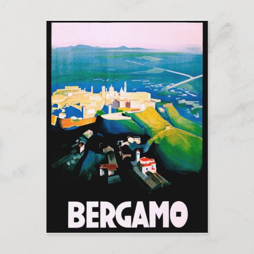Bergamo Italy areal view Lombardy region Postcard