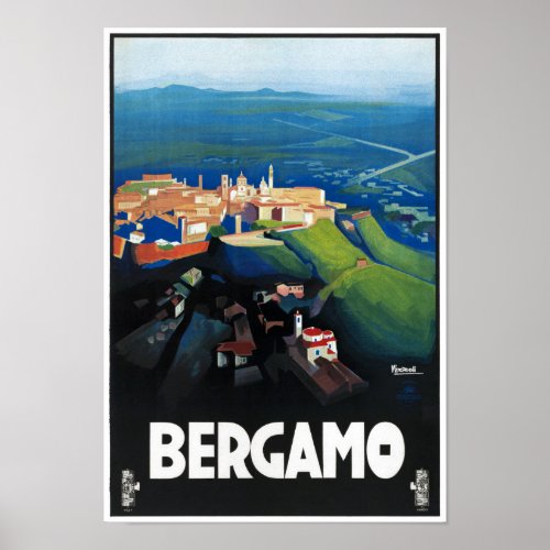 Bergamo Italy Vintage Racing Poster Restored