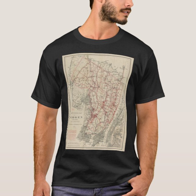 Bergen County NJ Map T-Shirt (Front)