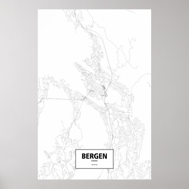 Bergen, Norway (black on white) Poster (Front)