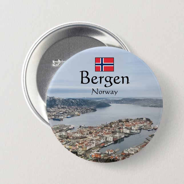 Bergen Norway Button (Front & Back)