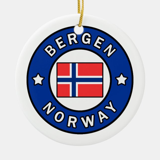 Bergen Norway Ceramic Ornament (Front)
