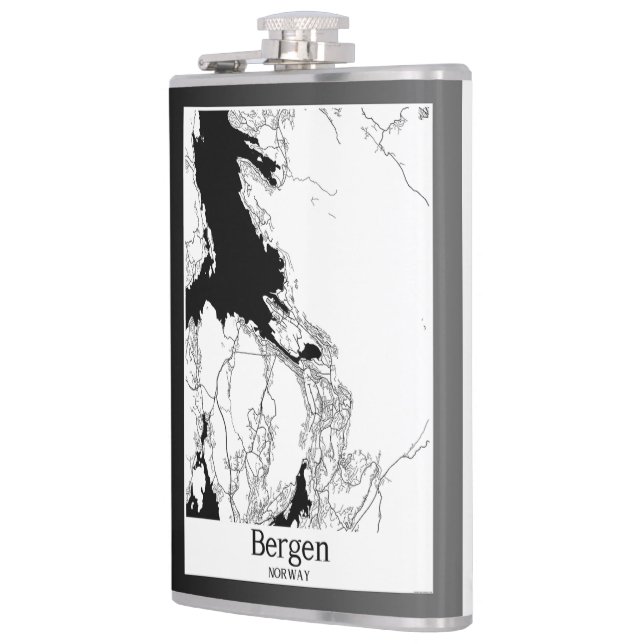 Bergen Norway Modern City Map Flask (Left)