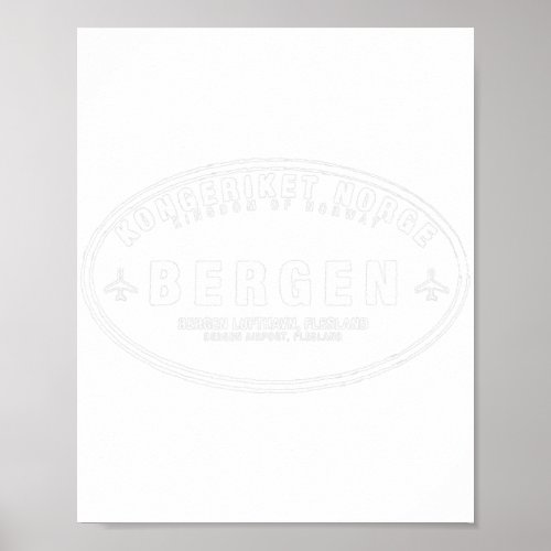 Bergen Norway Passport Stamp Vacation Travel  Poster