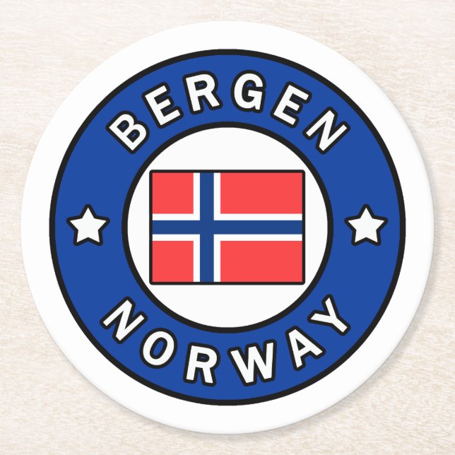 Bergen Norway Round Paper Coaster (Front)