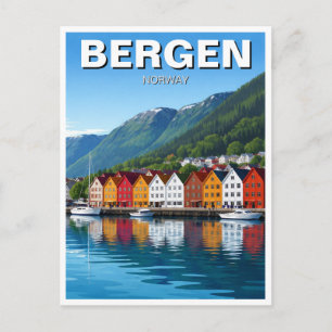 Bergen Norway Travel Postcard