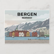 Bergen, Norway travel postcard
