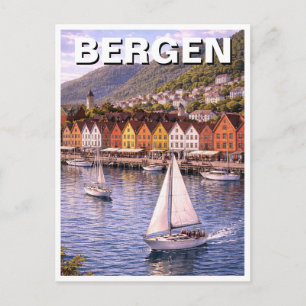 Bergen Norway Travel Postcard