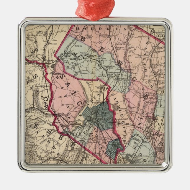 Bergen, Passaic Cos, NJ Metal Ornament (Front)