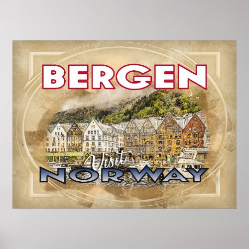 Bergen Visit Norway Poster