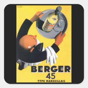 Berger 45 type maseillais retro vintage poster square sticker