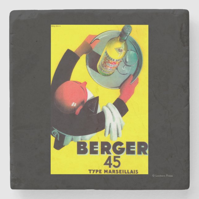 Berger 45 Vintage PosterEurope Stone Coaster (Front)