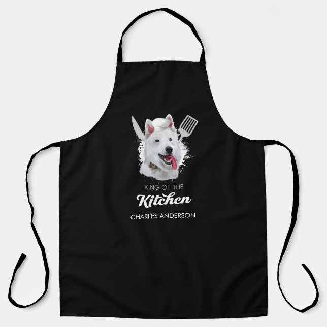 Berger Blanc Suisse King of the Kitchen Dog Apron (Front)
