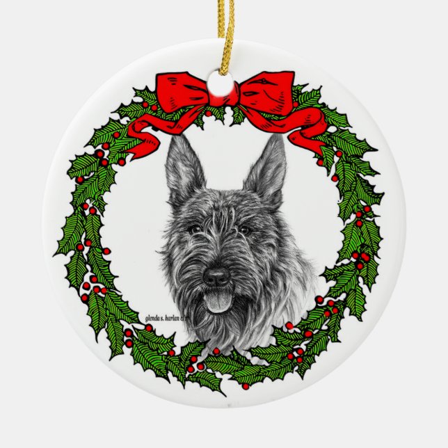 Berger Picard Art by Glenda S. Harlan Ceramic Ornament (Front)