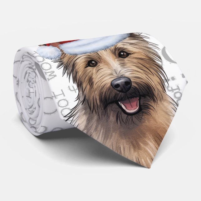 Berger Picard Funny Woof Christmas Dog Lover Neck Tie (Rolled)
