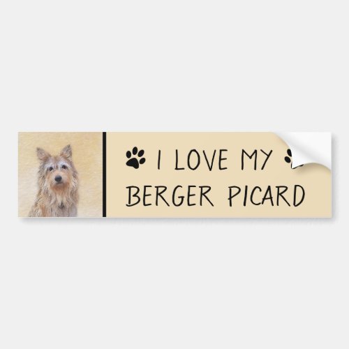 Berger Picard Painting _ Cute Original Dog Art Bumper Sticker